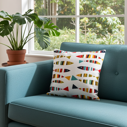 Vibrant Sardines Fish Tutti Frutti Cushion Cover