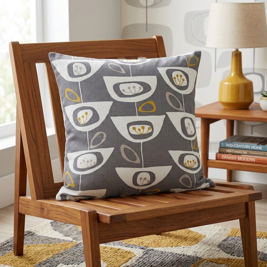 John Lewis Seedheads Grey & Ochre Geometric Cushion Cover