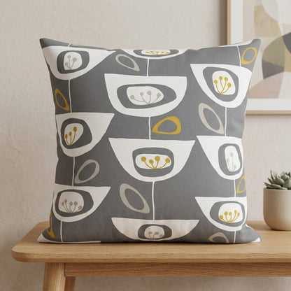 John Lewis Seedheads Grey & Ochre Geometric Cushion Cover