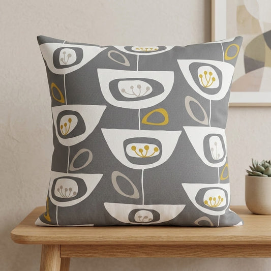 John Lewis Seedheads Grey & Ochre Geometric Cushion Cover