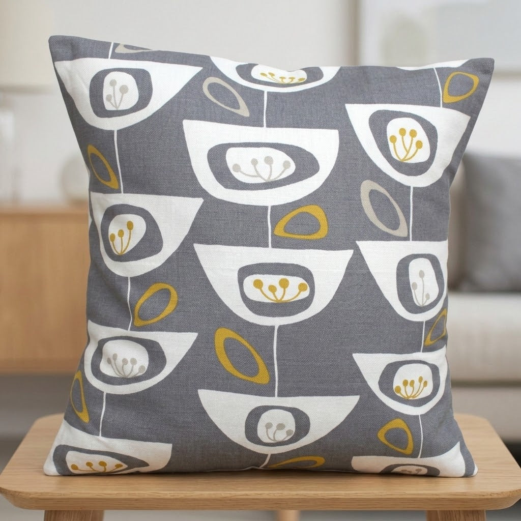 John Lewis Seedheads Grey & Ochre Geometric Cushion Cover