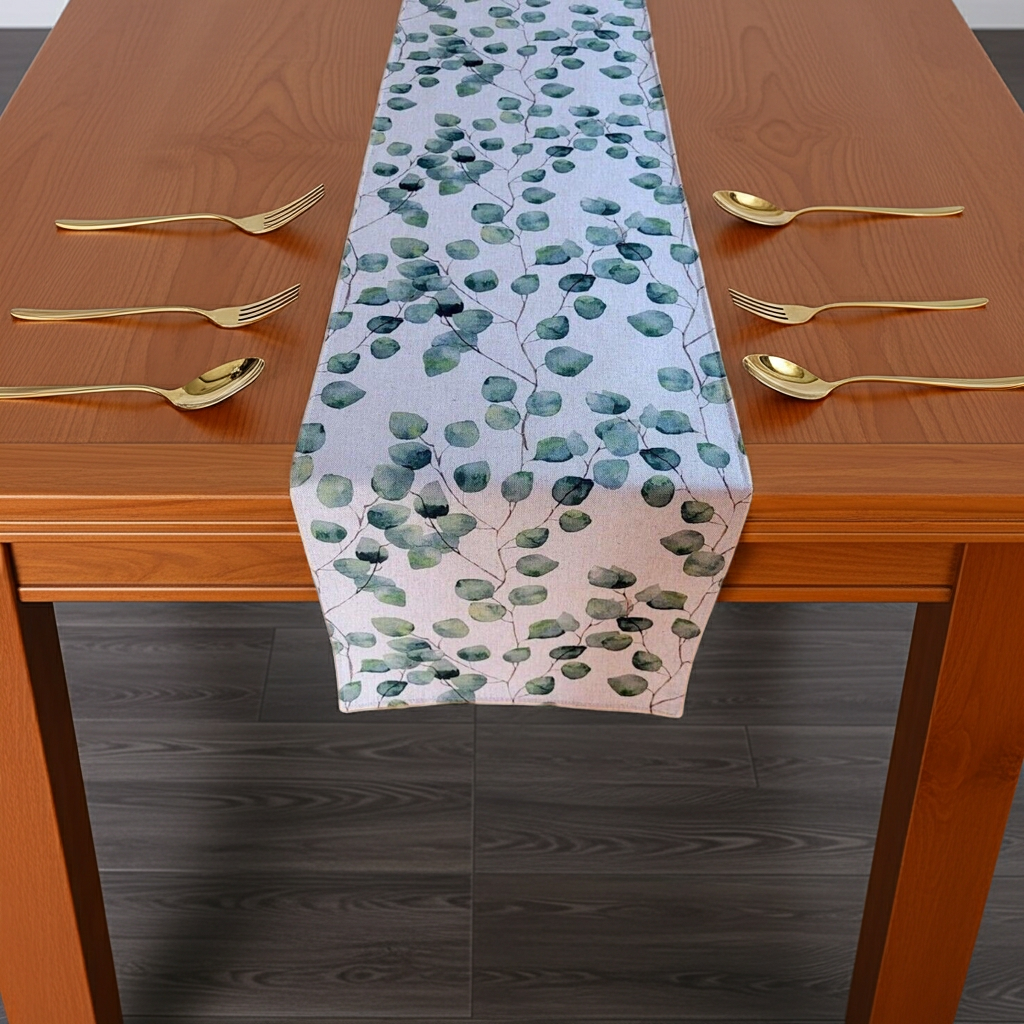 Eucalyptus Leaves Green Table Runner