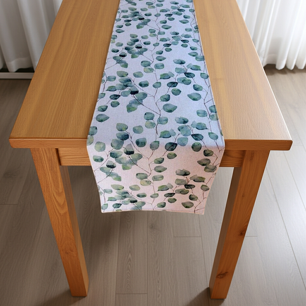 Eucalyptus Leaves Green Table Runner