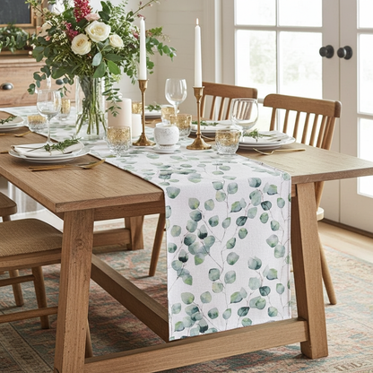 Eucalyptus Leaves Green Table Runner