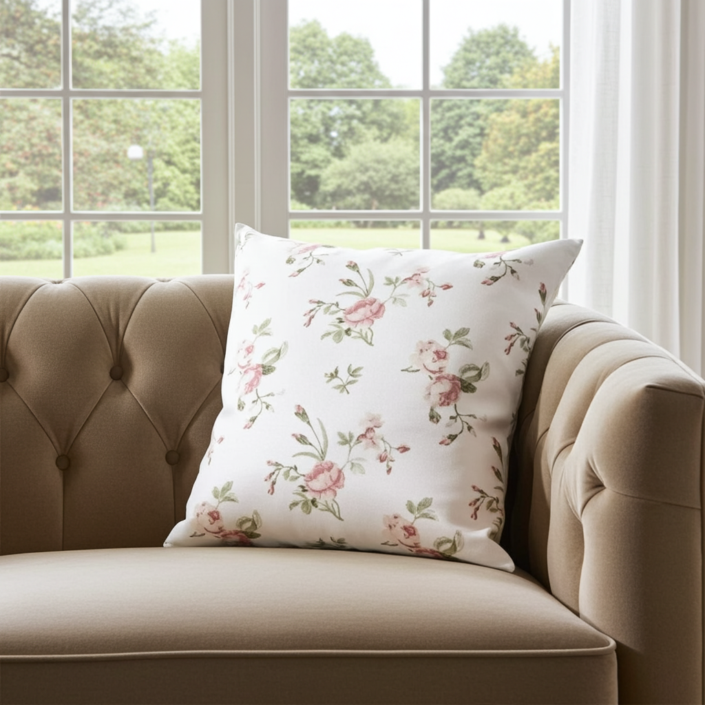 Pink Roses Floral Vintage Cushion Cover