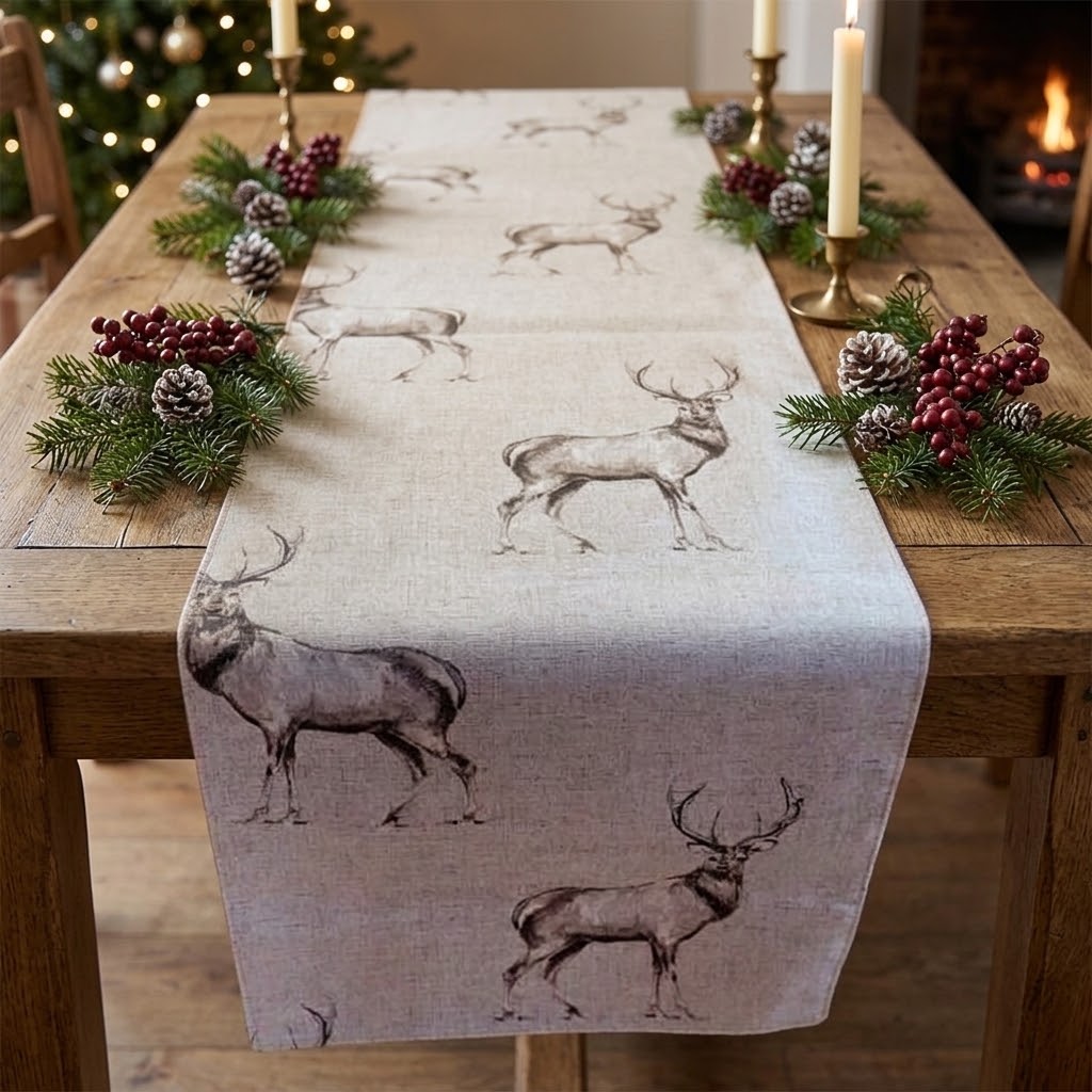 Glencoe Stags Christmas Table Runner & Napkins