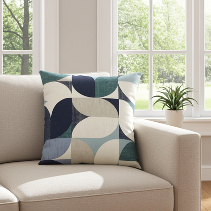 Reno Navy Mineral Geometric Cushion Cover