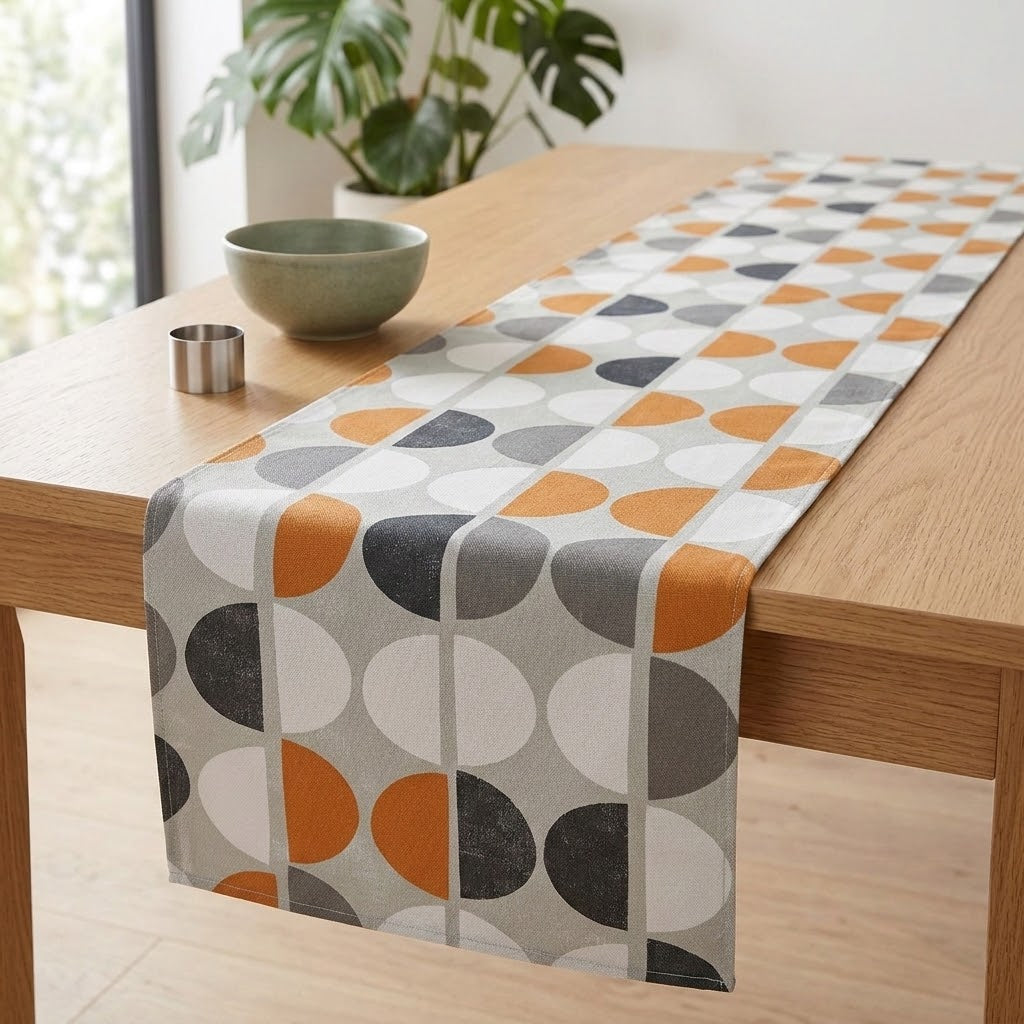 Orange Geometric Table Runner – Shoreditch Mid-Century Modern