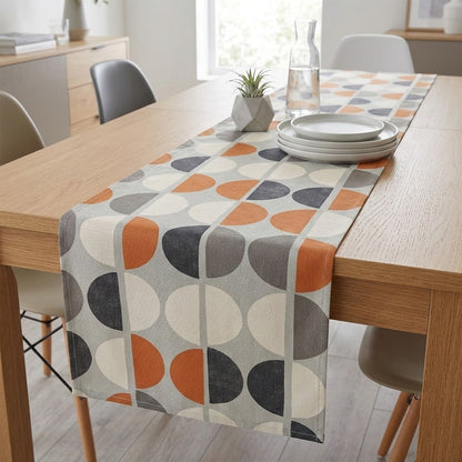 Orange Geometric Table Runner – Shoreditch Mid-Century Modern