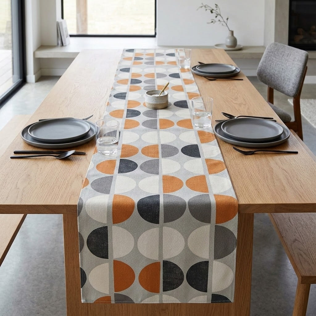 Orange Geometric Table Runner – Shoreditch Mid-Century Modern