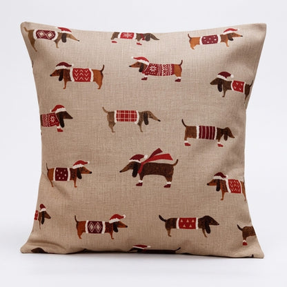 Christmas Cushion Cover Sausage Dog , Sausage Dog Pillow cover , Dogs  Pillow  , Cushion Cover UK  10" 12" 14" 16" 17" 18" 20" 22" 24" 26"