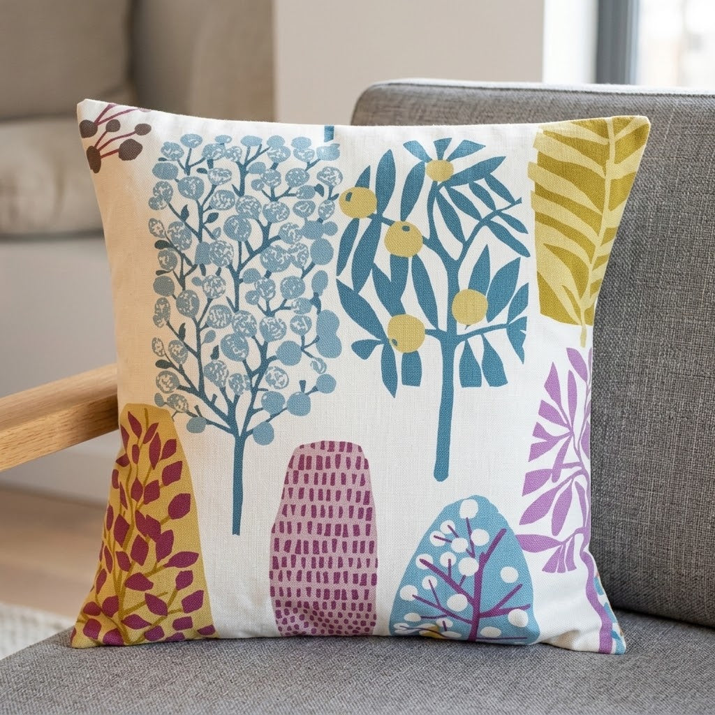 Tree Blossom Trad Heather Purple Olive Cushion Cover