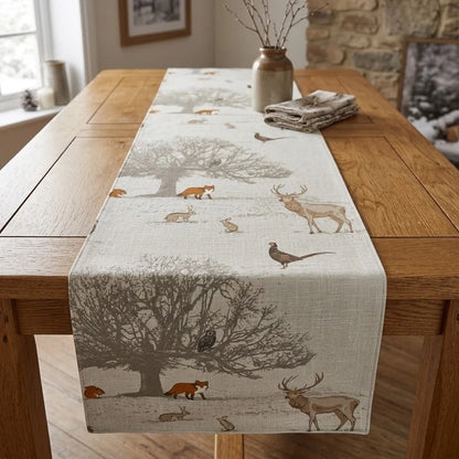 Stags Wildlife Tatton Autumn Christmas Table Runner Napkins