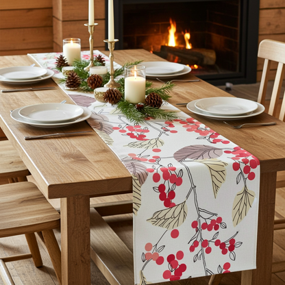 Christmas Berries Red Table Runner