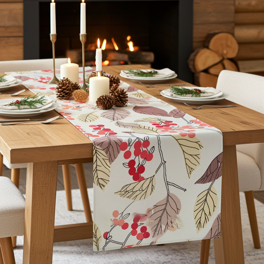 Christmas Berries Red Table Runner