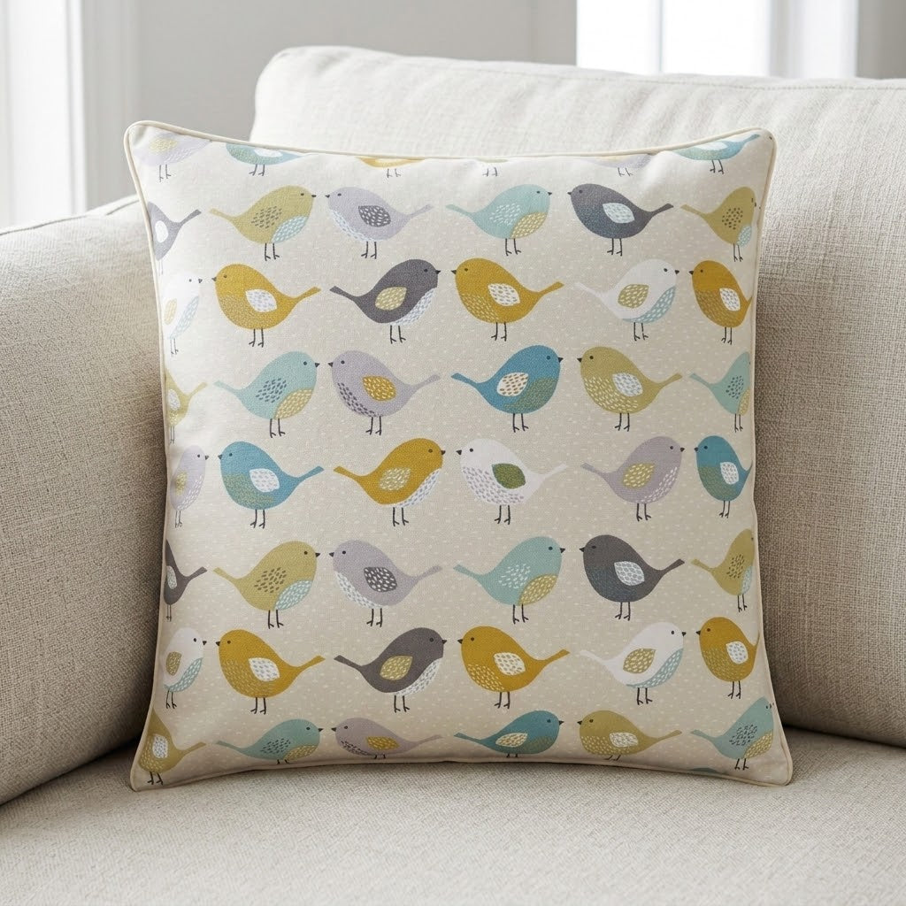 Fryetts Ochre Scandi Birds Cushion Cover
