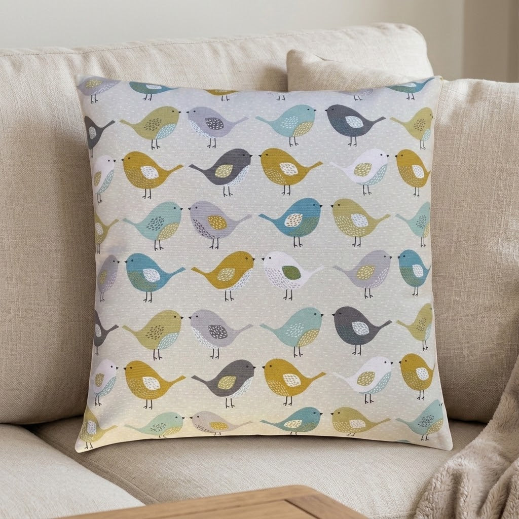 Fryetts Ochre Scandi Birds Cushion Cover