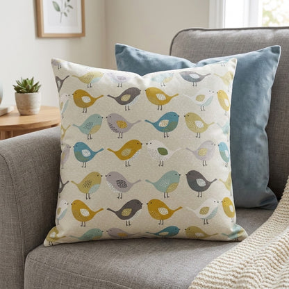 Fryetts Ochre Scandi Birds Cushion Cover