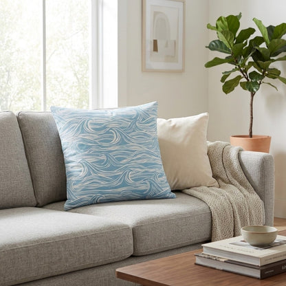 Ocean Waves Surf Aqua Blue Cushion Cover – Coastal Nautical Design