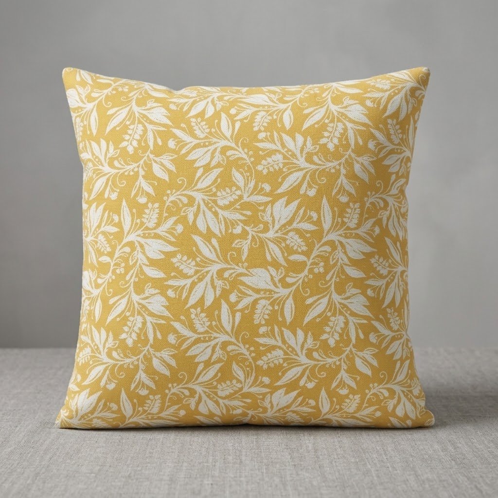 Berry Clusters Ochre Yellow Floral Cushion Cover