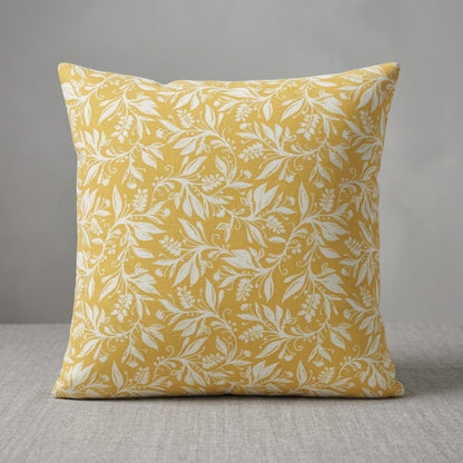 Berry Clusters Ochre Yellow Floral Cushion Cover