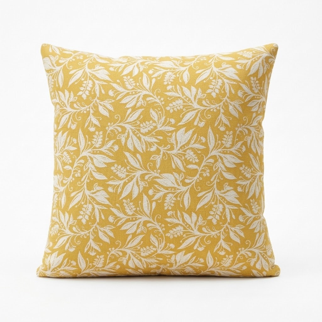 Berry Clusters Ochre Yellow Floral Cushion Cover