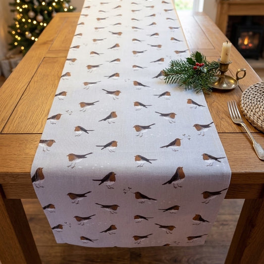 Sophie Allport Robin Neutral Christmas Table Runner