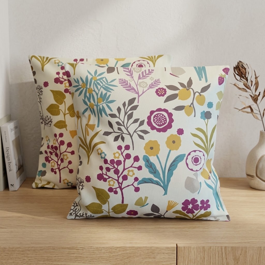 Clarke & Clarke Frida Heather Floral Cushion Cover