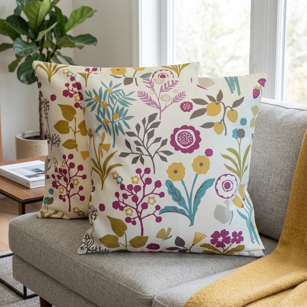 Clarke & Clarke Frida Heather Floral Cushion Cover