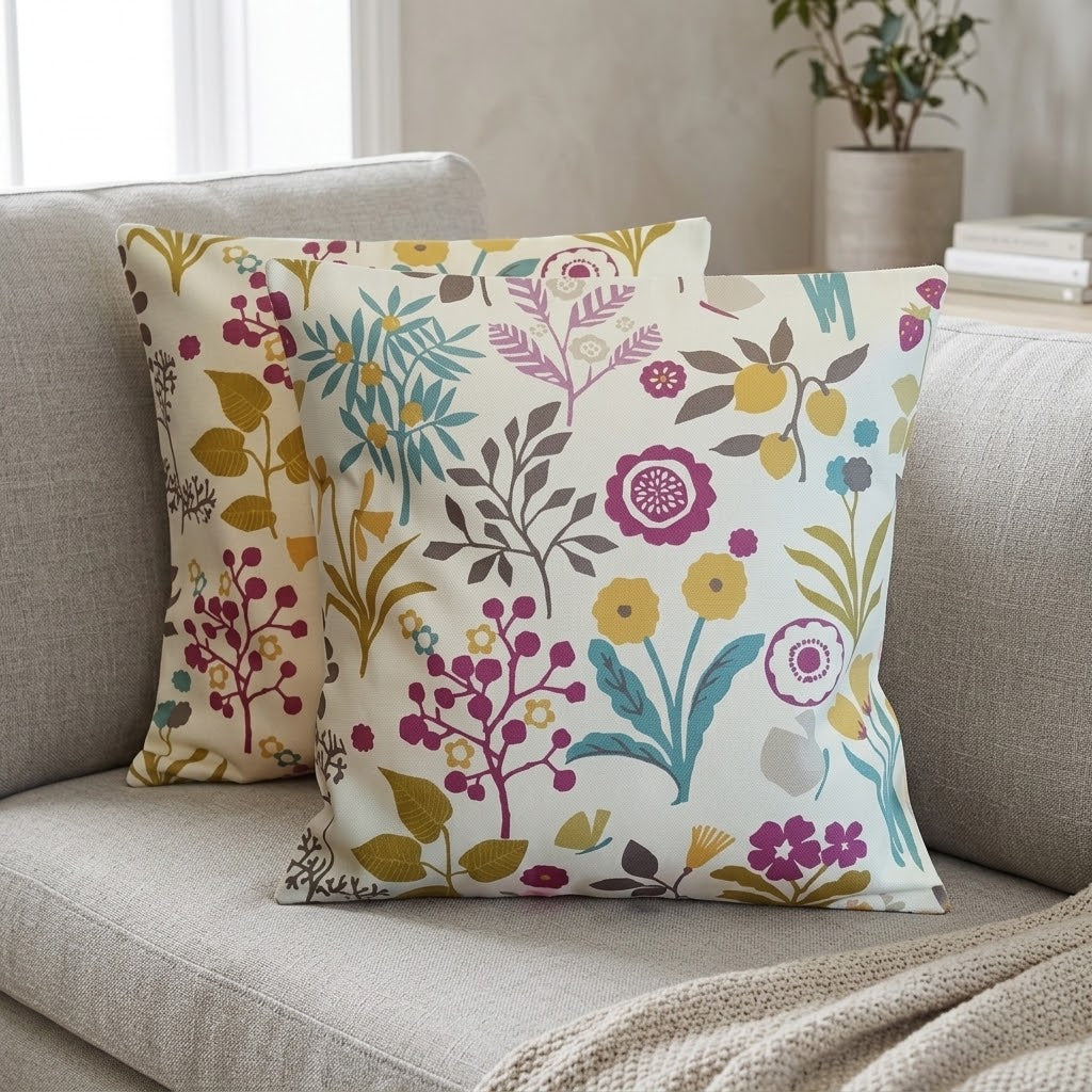 Clarke & Clarke Frida Heather Floral Cushion Cover