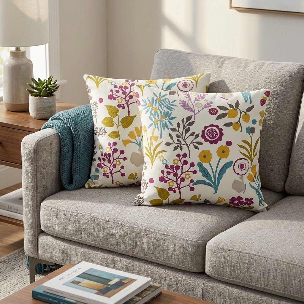 Clarke & Clarke Frida Heather Floral Cushion Cover