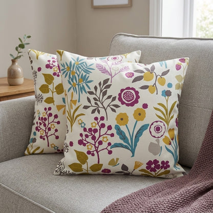 Clarke & Clarke Frida Heather Floral Cushion Cover