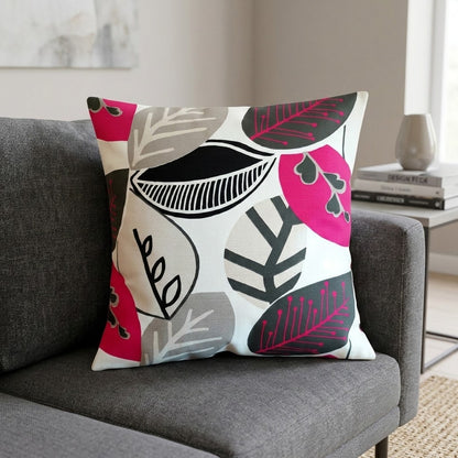 Kissenbezug 25, 30, 35, 40, 43, 46, 46, 51, 56, 56, 61 cm, Studio G Malena Fuchsia Pink Leaf Design, handgefertigt, 100 % Baumwolle