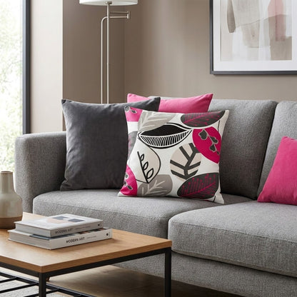 Kissenbezug 25, 30, 35, 40, 43, 46, 46, 51, 56, 56, 61 cm, Studio G Malena Fuchsia Pink Leaf Design, handgefertigt, 100 % Baumwolle