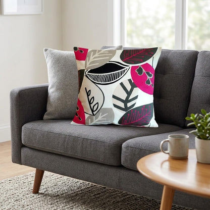 Kissenbezug 25, 30, 35, 40, 43, 46, 46, 51, 56, 56, 61 cm, Studio G Malena Fuchsia Pink Leaf Design, handgefertigt, 100 % Baumwolle