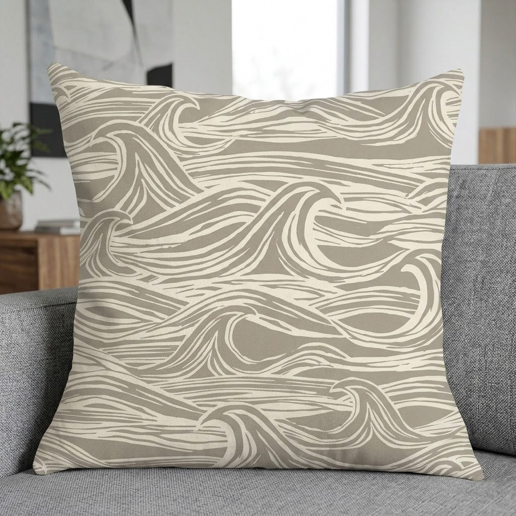 Ocean Waves Surf Grey Cushion Cover – Coastal Nautical Design