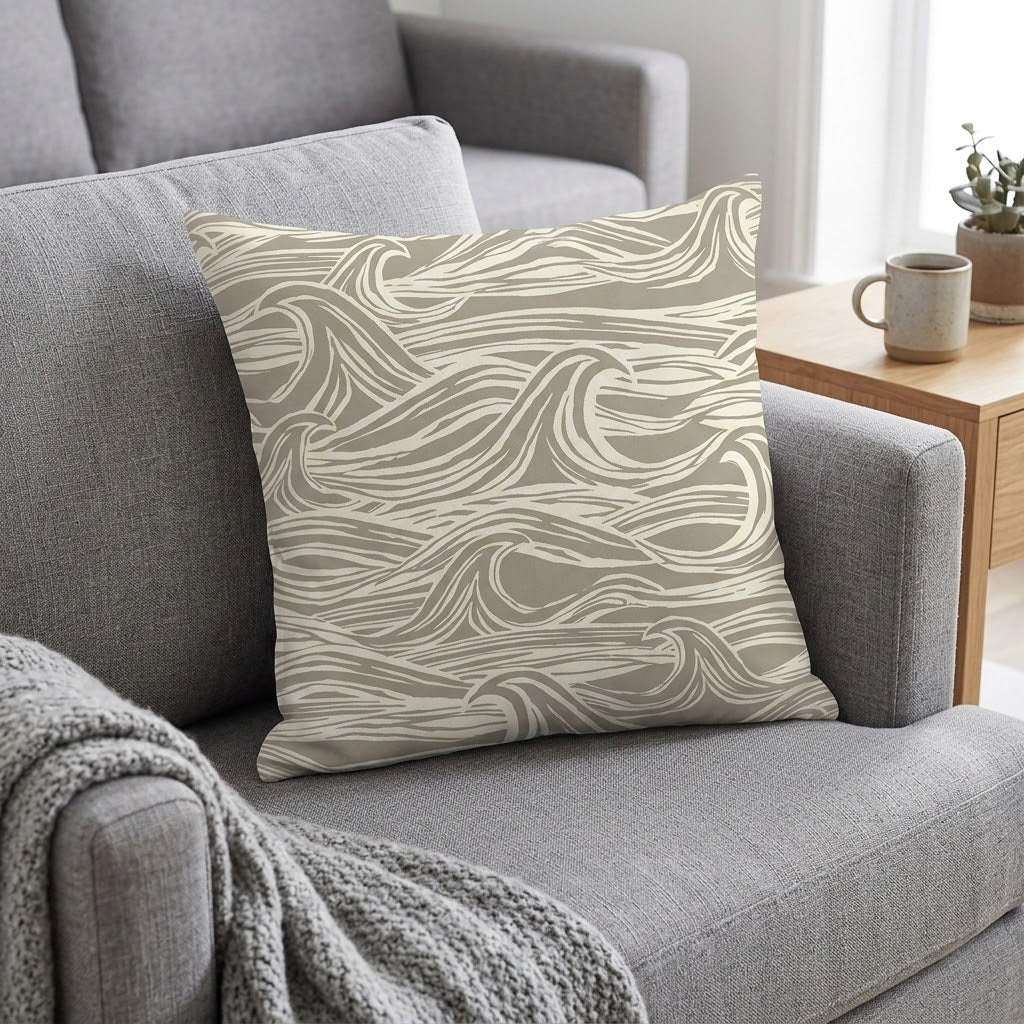 Ocean Waves Surf Grey Cushion Cover – Coastal Nautical Design