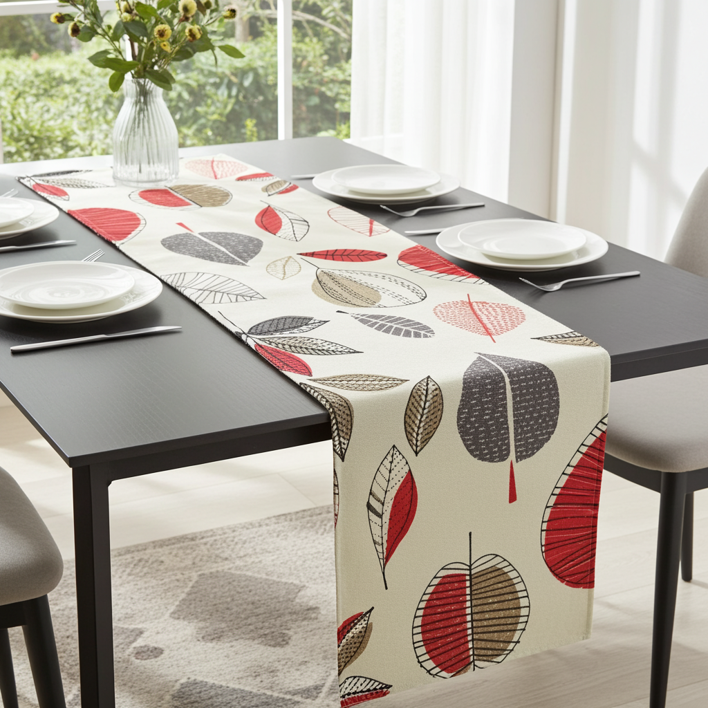 Maple Apples Red Berry Table Runner
