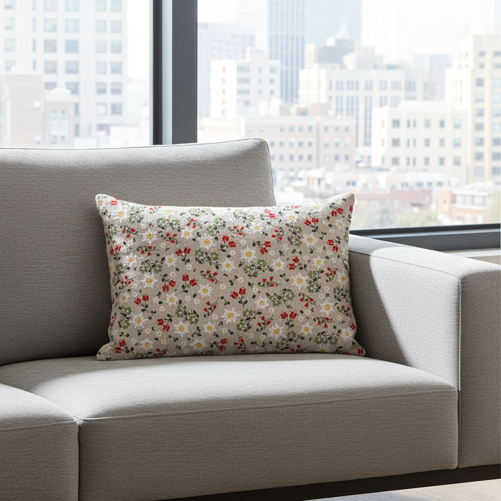 Edelweiss Natural Cushion Cover , Floral  Pillow cover , Throw Pillow , Scatter Cushions , Cushion Cover UK