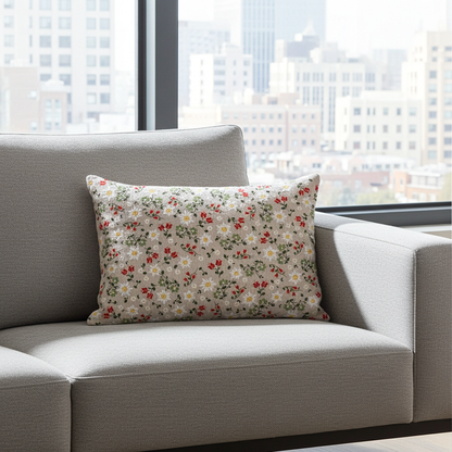 Edelweiss Natural Cushion Cover , Floral  Pillow cover , Throw Pillow , Scatter Cushions , Cushion Cover UK