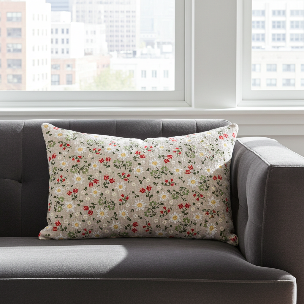 Edelweiss Natural Cushion Cover , Floral  Pillow cover , Throw Pillow , Scatter Cushions , Cushion Cover UK