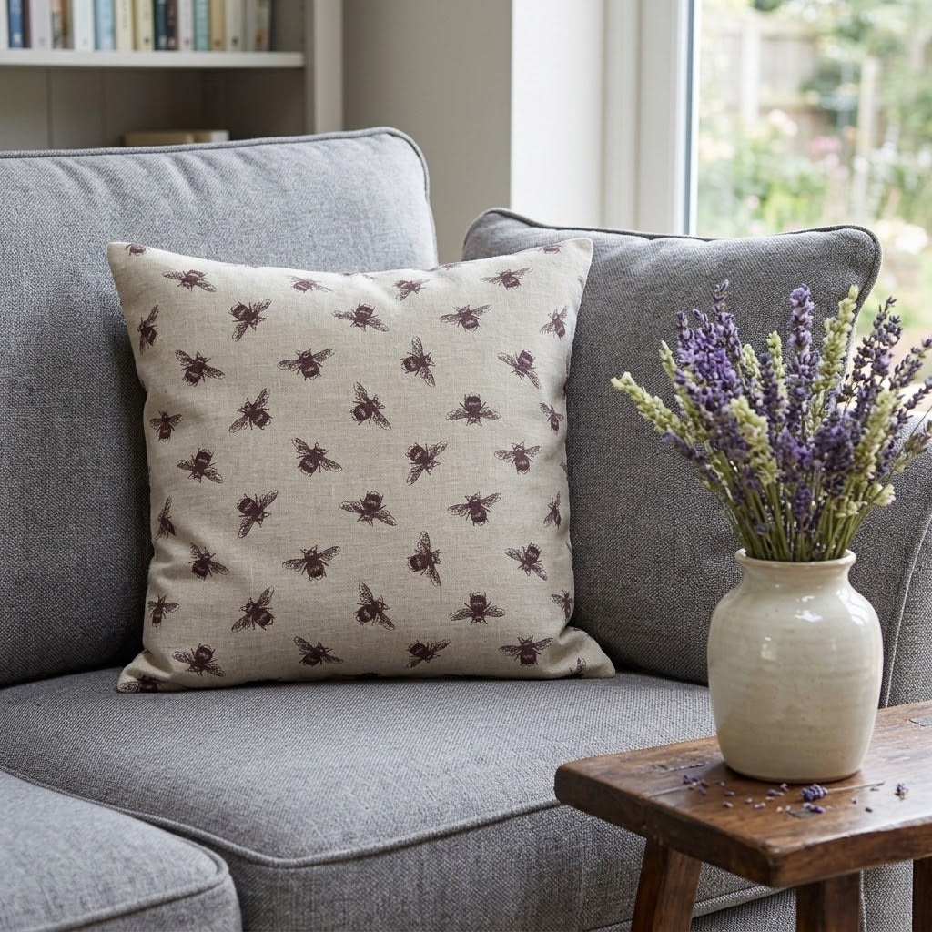 Busy Bees Bumblebee Purple Cushion Cover
