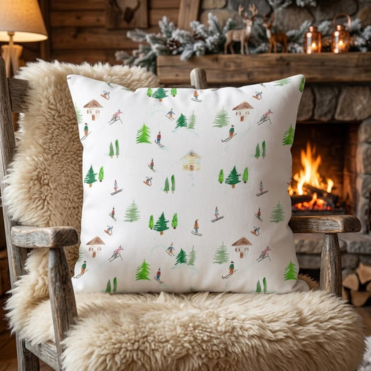 Apres Ski Snow Skiing Cushion Cover