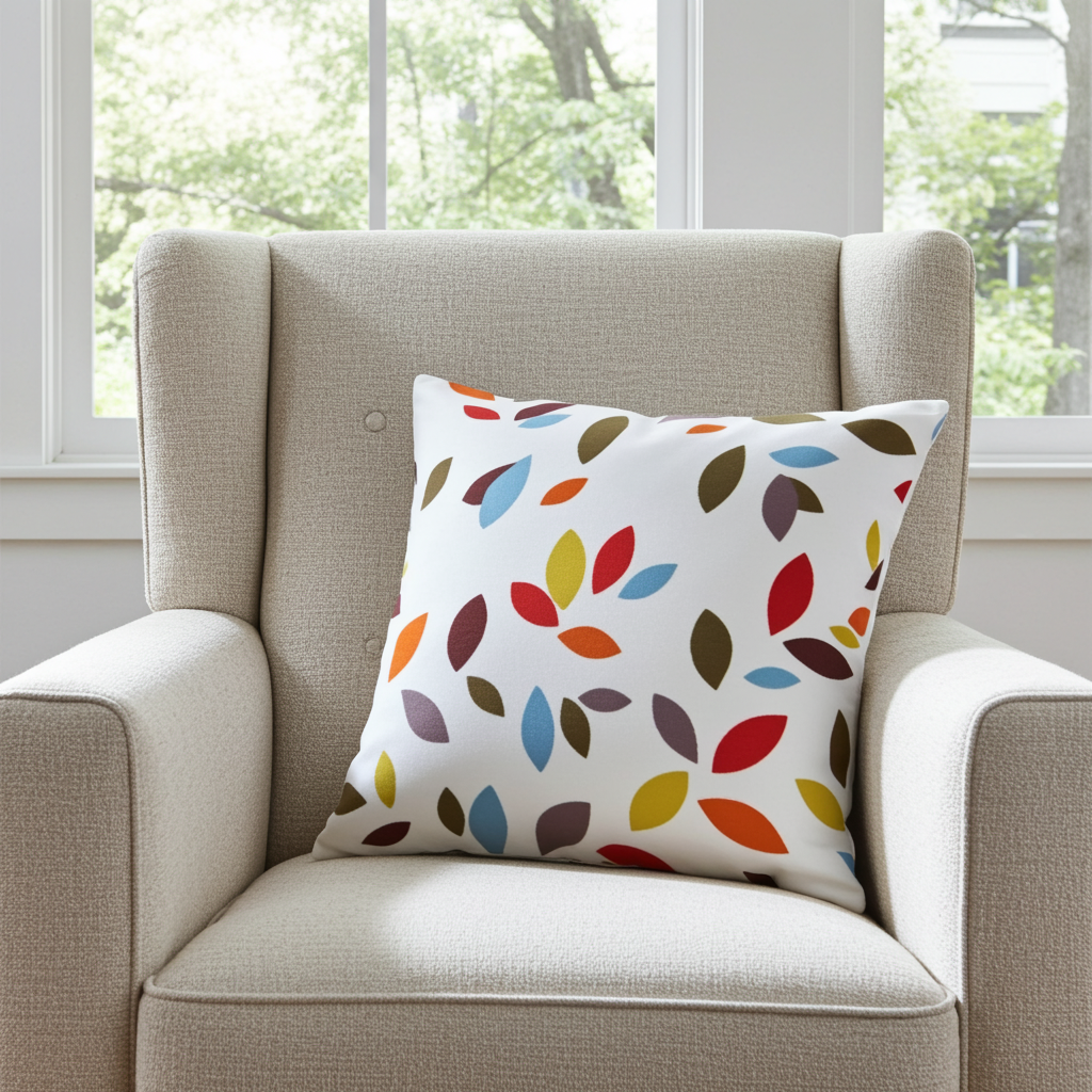Vibrant Scattered Leaves Cushion Cover