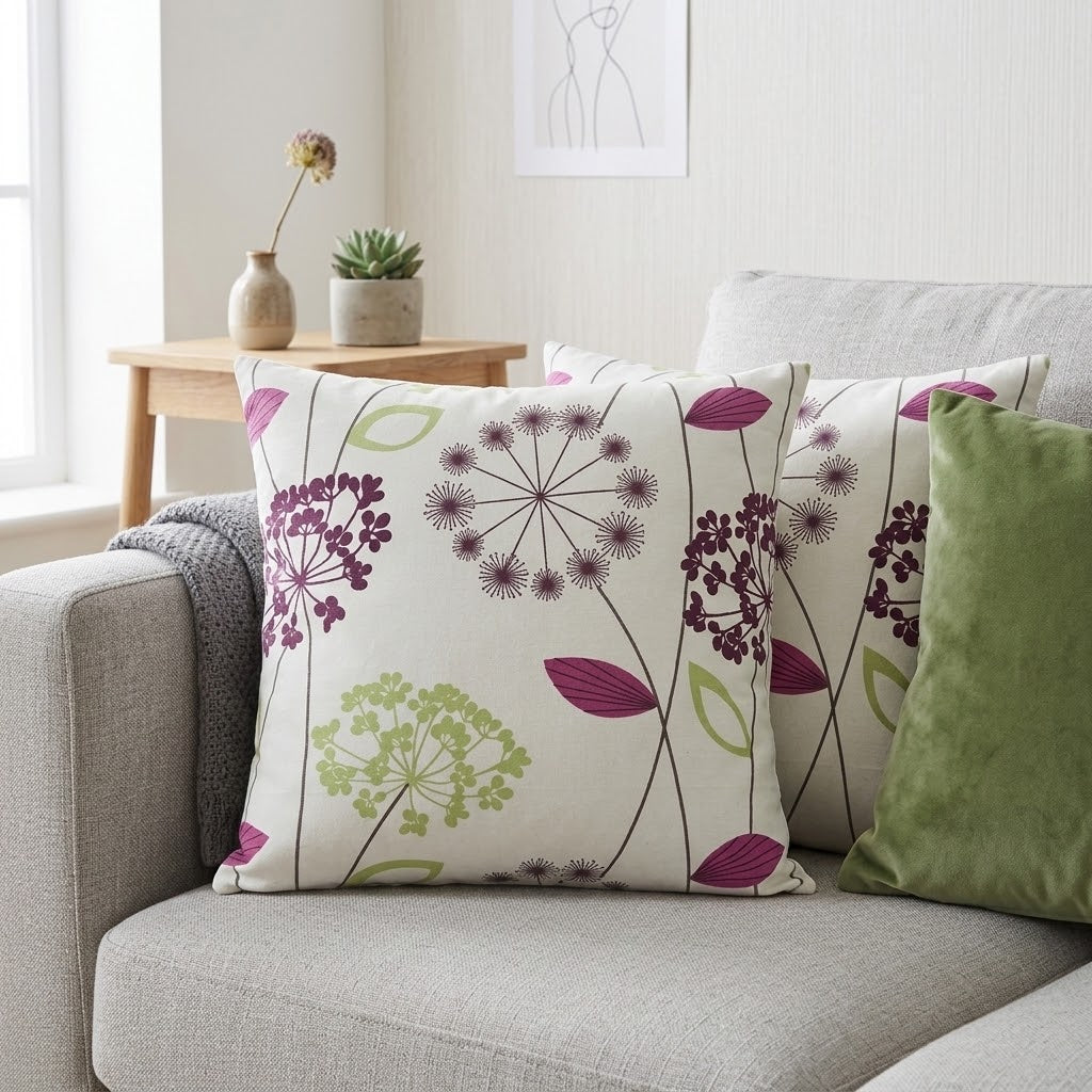 Allium Floral Purple Cushion Cover