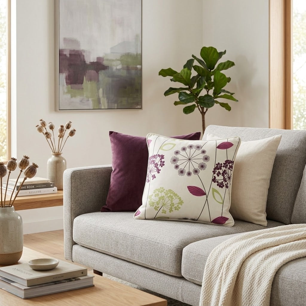 Allium Floral Purple Cushion Cover