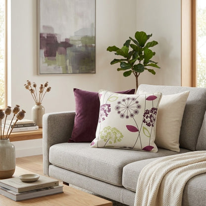Allium Floral Purple Cushion Cover