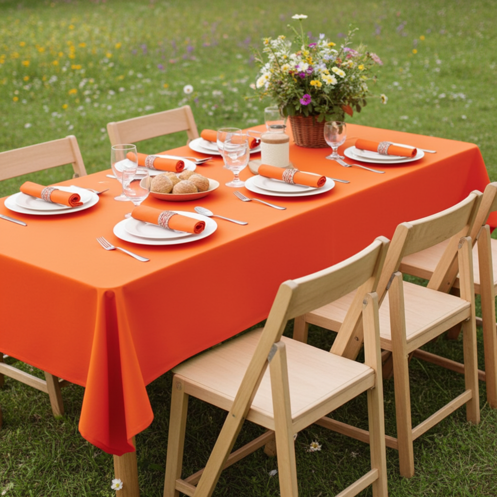 Plain Cotton Orange Tablecloth