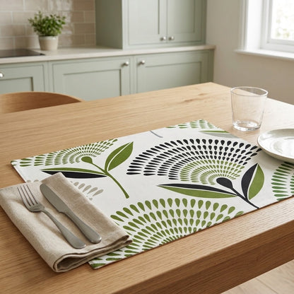 Dandelion Lime Green Fabric Placemats – Handmade Cotton Table Mats