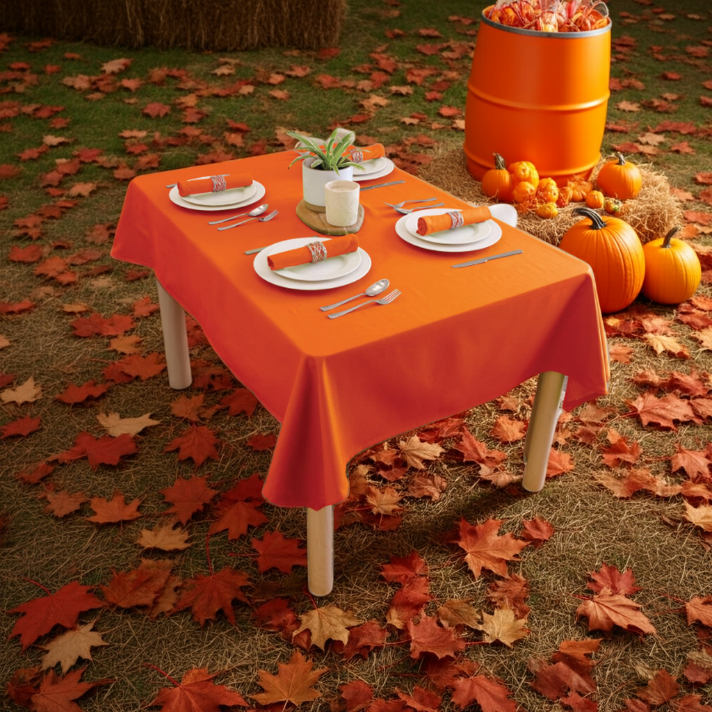 Plain Cotton Orange Tablecloth